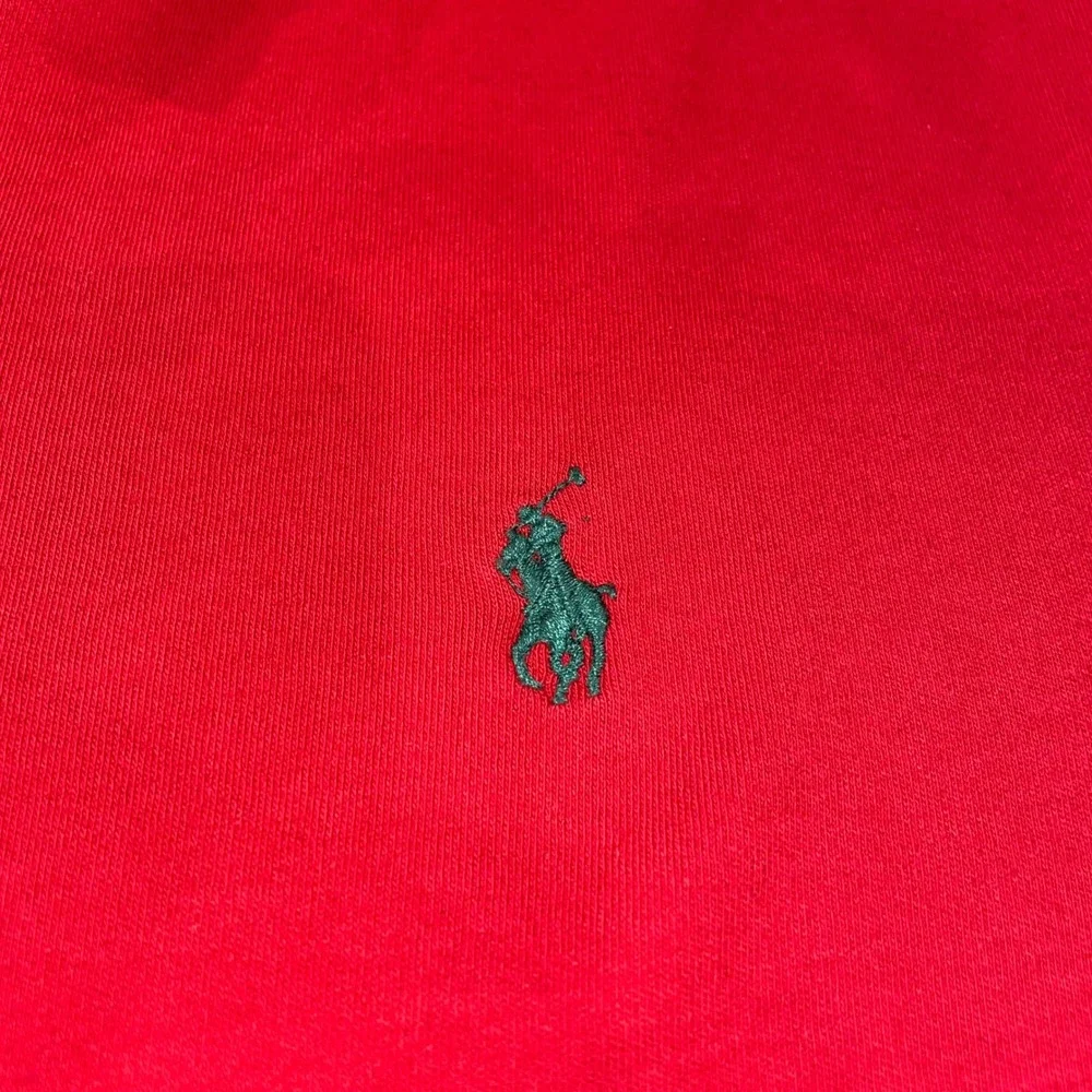 Polo Ralph Lauren Mens Red Long Sleeve Polo Shirt Green Pony Logo Size L